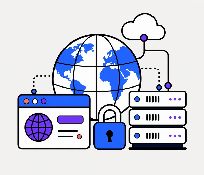 Domain ve hosting altyapısı illüstrasyonu
